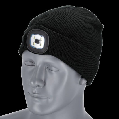 Čepice zimní RAY KIDS s LED světlem černá 50-54 STALCO S091491035