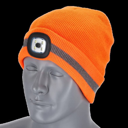 Čepice zimní RAYFLUO s LED světlem oranžová 54-60 STALCO S091491036