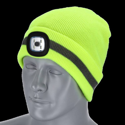 Čepice zimní RAYFLUO s LED světlem žlutá 54-60 STALCO S091491037