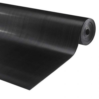 Černá gumová průmyslová protiskluzová rohož Alfa - 1000 x 100 x 0,3 cm