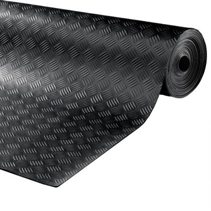 Černá gumová průmyslová protiskluzová rohož Delta - 1000 x 150 x 0,3 cm