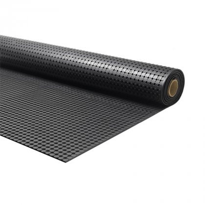 Černá gumová průmyslová protiskluzová rohož Forte - 1000 x 183 x 1 cm