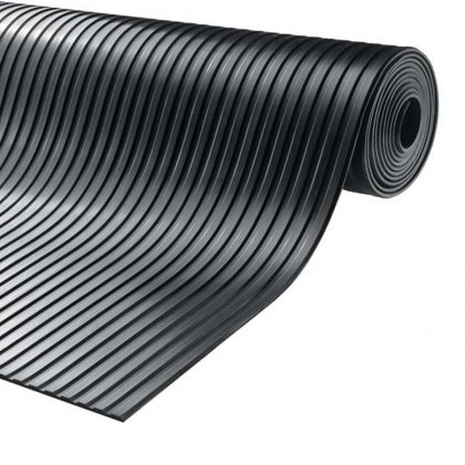 Černá gumová průmyslová protiskluzová rohož Gamma - 1000 x 100 x 0,6 cm