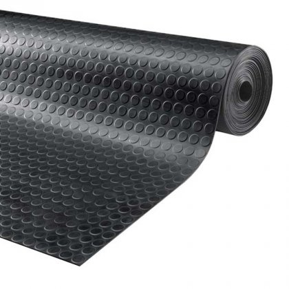 Černá gumová průmyslová protiskluzová rohož Noppa - 1000 x 120 x 0,3 cm