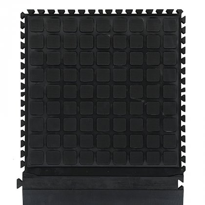 Černá podlahová protiúnavová protiskluzová modulární rohož (okraj) - délka 55 cm, šířka 45 cm a výška 2 cm