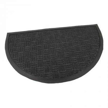 Černá textilní gumová vstupní čistící půlkruhová rohož Criss Cross, FLOMA - délka 45 cm, šířka 75 cm a výška 0,8 cm