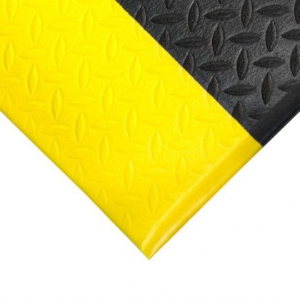 Černo-žlutá gumová protiskluzová protiúnavová průmyslová rohož - 1830 x 120 x 0,9 cm