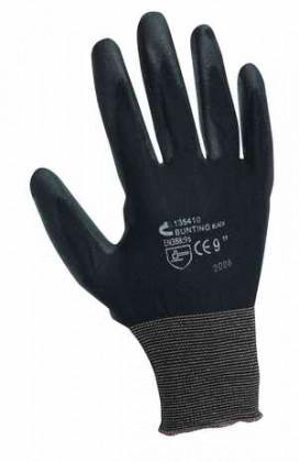 CERVA - BUNTING BLACK rukavice nylonové PU dlaň - velikost 10