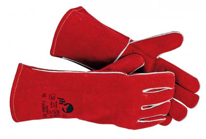 CERVA - PUGNAX RED rukavice celokožené svářečské - velikost 10