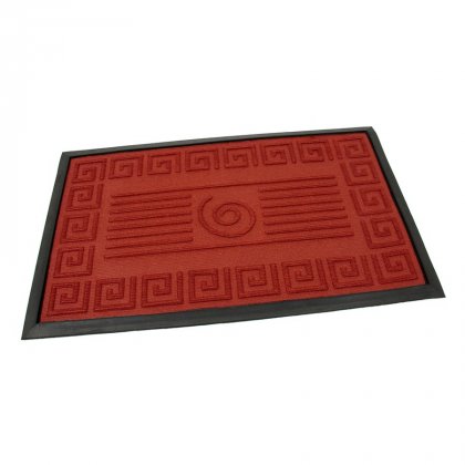 Červená textilní gumová čistící vstupní rohož Rectangle - Deco, FLOMA - délka 45 cm, šířka 75 cm a výška 0,8 cm