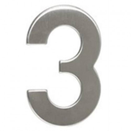 Číslo "3", 50 mm, samolepící, nerez