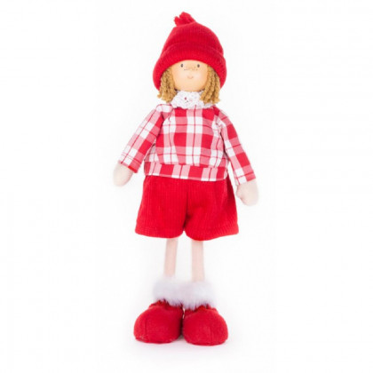 Dekorace MagicHome, Chlapeček v kárované košili, 32 cm