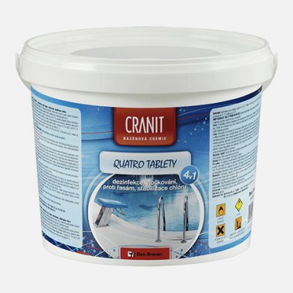 Den Braven - Cranit Quatro tablety - dezinfekce, proti řasám, vločkování, stabilizace, kbelík, 2,4 kg