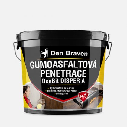 Den Braven - Gumoasfaltová penetrace DenBit DISPER A, kbelík 10 kg, černá