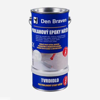 Den Braven - Podlahový epoxy nátěr, sada plechovek 5 + 1 kg, dopravní bílá RAL 9016