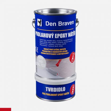 Den Braven - Podlahový epoxy nátěr, sada plechovek 5 + 1 kg, dopravní červená RAL 3020