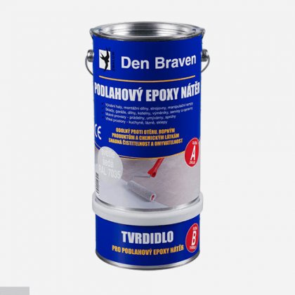Den Braven - Podlahový epoxy nátěr, sada plechovek 5 + 1 kg, světle šedý RAL 7035