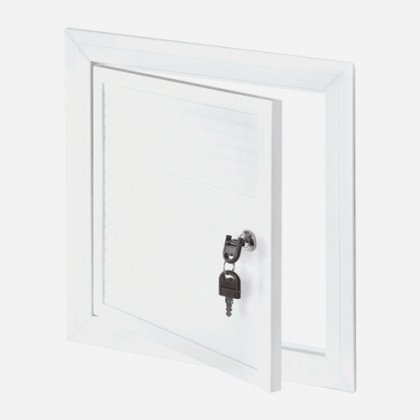 Den Braven - Revizní dvířka PVC, 400 mm x 400 mm, se zámkem a klíčem, bílá