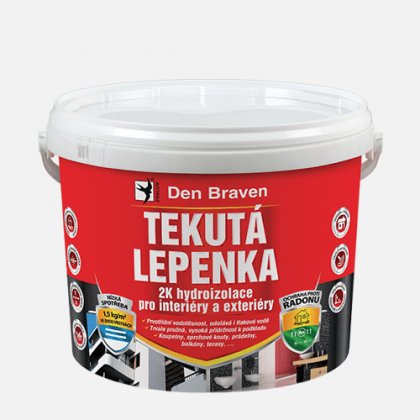 Den Braven - Tekutá lepenka, kbelík 14 kg, šedá