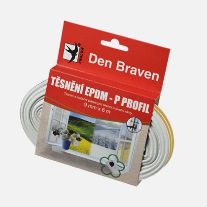 Den Braven - Těsnicí profil z EPDM pryže, D profil, 9 mm x 6 mm x 100 m, bílý