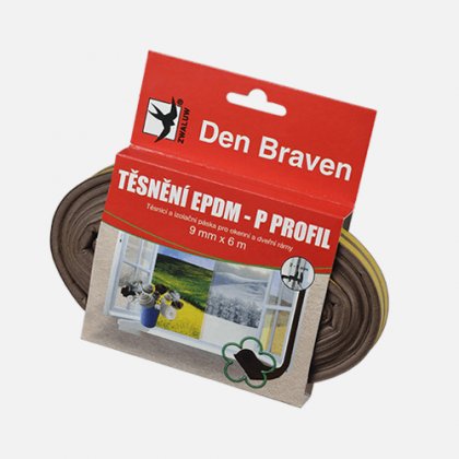 Den Braven - Těsnicí profil z EPDM pryže, D profil, 9 mm x 6 mm x 100 m, hnědý