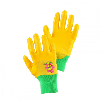 Dětské povrstvené rukavice DRAGO žluté, v. 07"