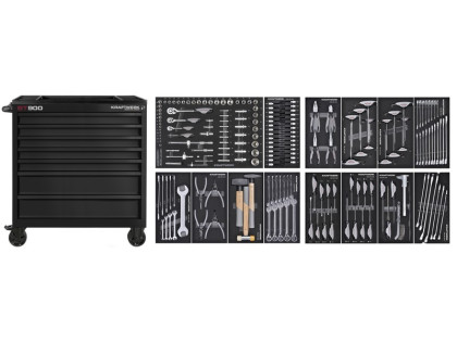 Dílenský vozík BT900 7 zásuvek + nářadí 14 modulů 211ks PROFI Line