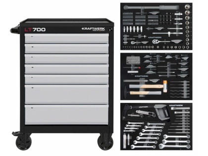 Dílenský vozík LT700 7 zásuvek + nářadí 3 moduly 259ks COMPLETO EVA Basic Line