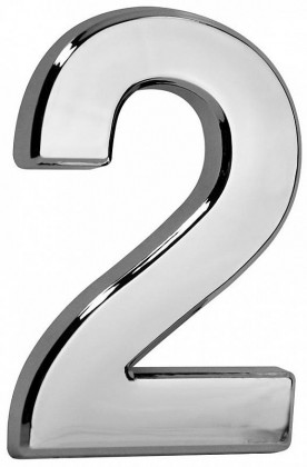 Domovní číslo "2" MagicHome s lepící páskou, stříbrné, 70x100 mm, ABS