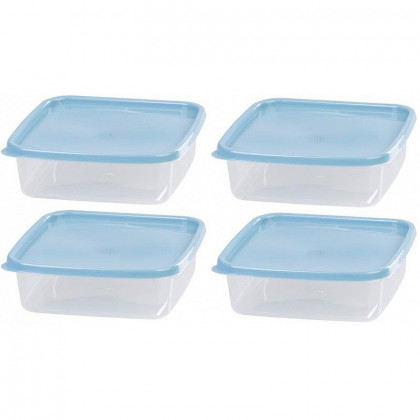 Dóza MagicHome sada 4 ks, 1000ml, 17,7x17,7x5,8 cm, čtvercová, Clip, Lunchbox YH128