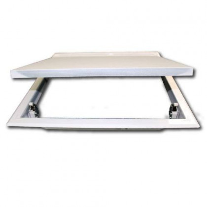 Dvířka revizní kovová 200 x 200 mm, s tlačným zámkem, bílá 0159