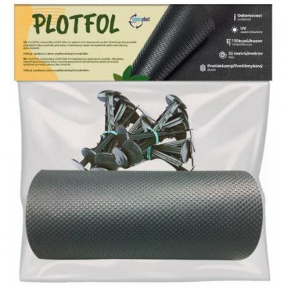 Fólie LDPE 1,4 x 10 m, š. 25 cm, 20 ks hřebíků, odl. nůž, PLOTFOL