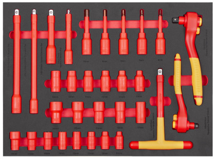 Gola sada VDE v pěnové výplni do dílenského vozíku, 31 ks - AH2401