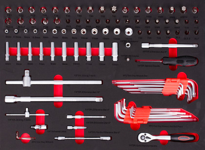 Gola sada ve výplni do dílenského vozíku, 1/4", 97 ks - AH12449-SB