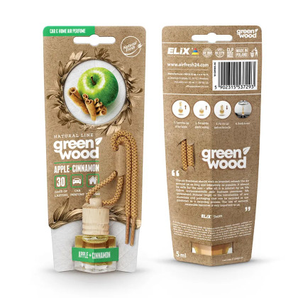 GREEN WOOD - Osvěžovač vzduchu s dřevěným víčkem Apple & Cinnamon