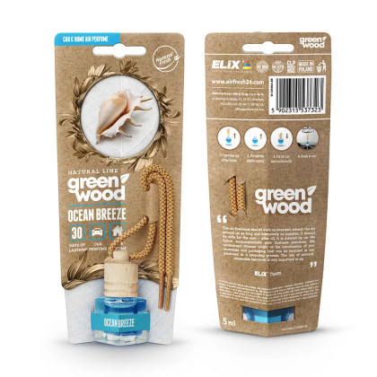 GREEN WOOD - Osvěžovač vzduchu s dřevěným víčkem Ocean Breeze
