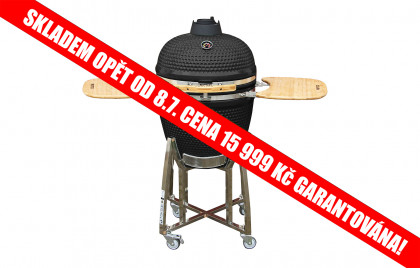 Gril keramický 55 cm ČERNÝ + ochranný plášť, pohrabáč