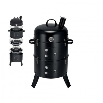 Gril, udírna BBQ Smoker na dřevěné uhlí 3v1, 44x78cm