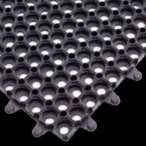 Gumová čistící venkovní vstupní rohož na hrubé nečistoty FLOMA Honeycomb - 100 x 100 x 2,2 cm