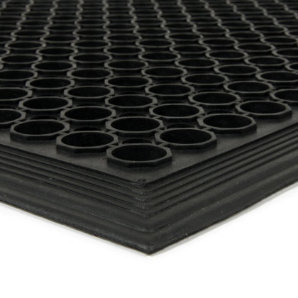Gumová venkovní vstupní rohož s obvodovou hranou FLOMA Dirt Catcher - 90 x 90 x 1,4 cm