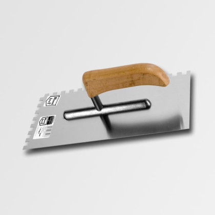 Hladítko hliníkové zubové s dřevěnou rukojetí | 270x127mm, zuby 6 mm