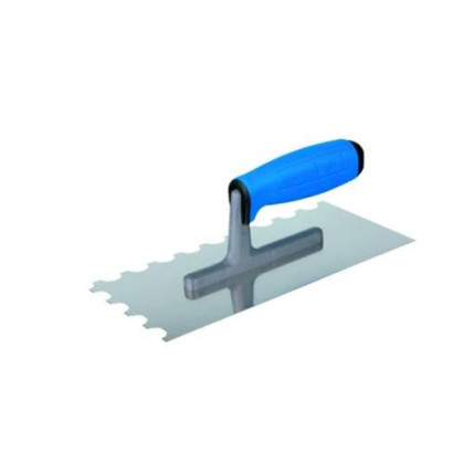 Hladítko nerez zub kulatý, 270 x 128 x 1 mm, rukojeť gumová s polyamidovou patkou