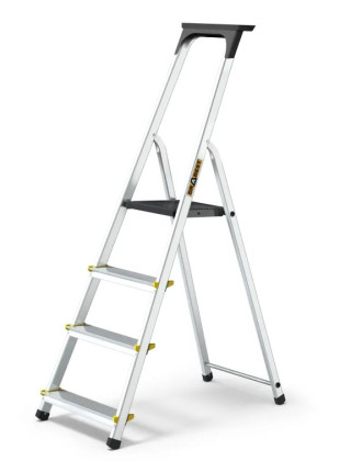 Hliníkový žebřík s policí, 4 stupně, 2,75 m, max. zátěž 150 kg