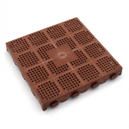 Hnědá plastová děrovaná terasová dlaždice Linea Combi - 40 x 40 x 4,8 cm
