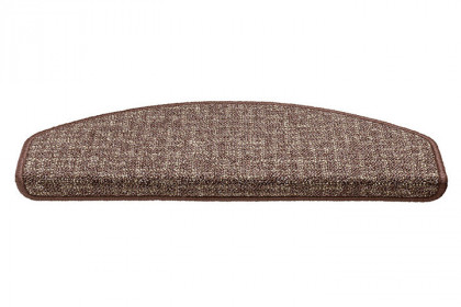 Hnědý kobercový půlkruhový nášlap na schody Imola - délka 56 cm a šířka 17 cm