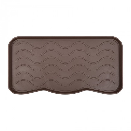 Hnědý plastový odkapávač na boty FLOMA Waves - 38 x 75 x 2,1 cm