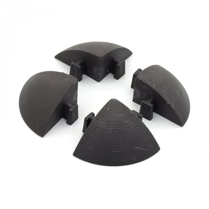 Hnědý plastový rohový nájezd pro terasové dlaždice Linea Woodenlike - 5,4 x 5,4 x 2,5 cm