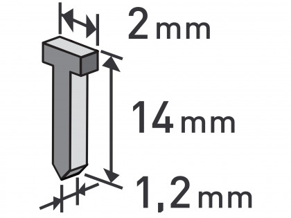 Hřebíky, balení 1000ks, 14mm, 2,0x0,52x1,2mm