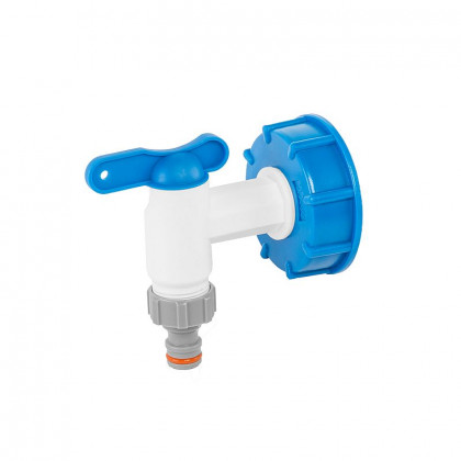 IBC ventil zahradní, modrá matice S60x6 + kohout 3/4" + výpusť 3/4"