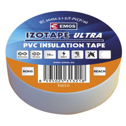 Izolační páska PVC 15mm / 10m bílá